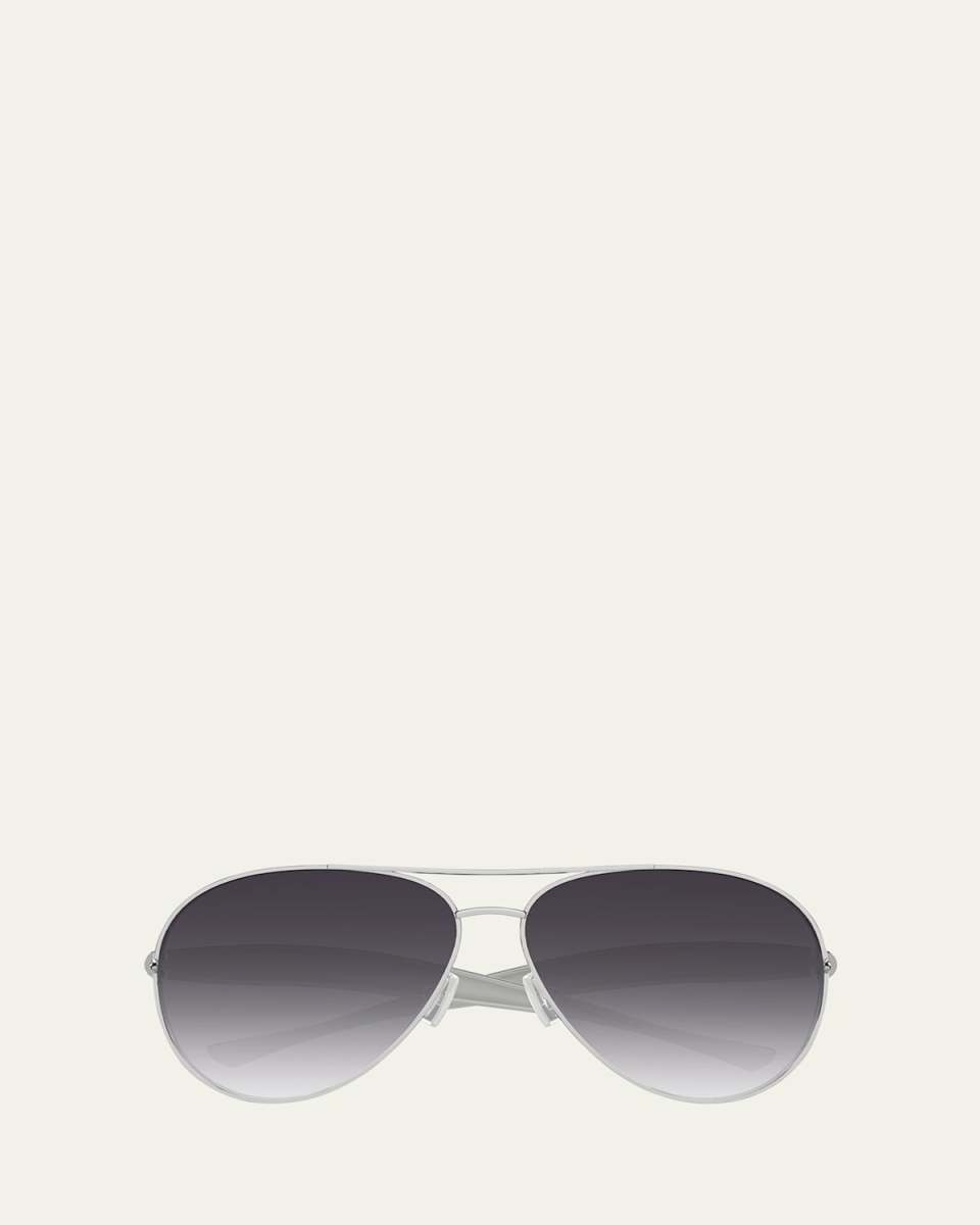 Curved Metal Aviator Sunglasses